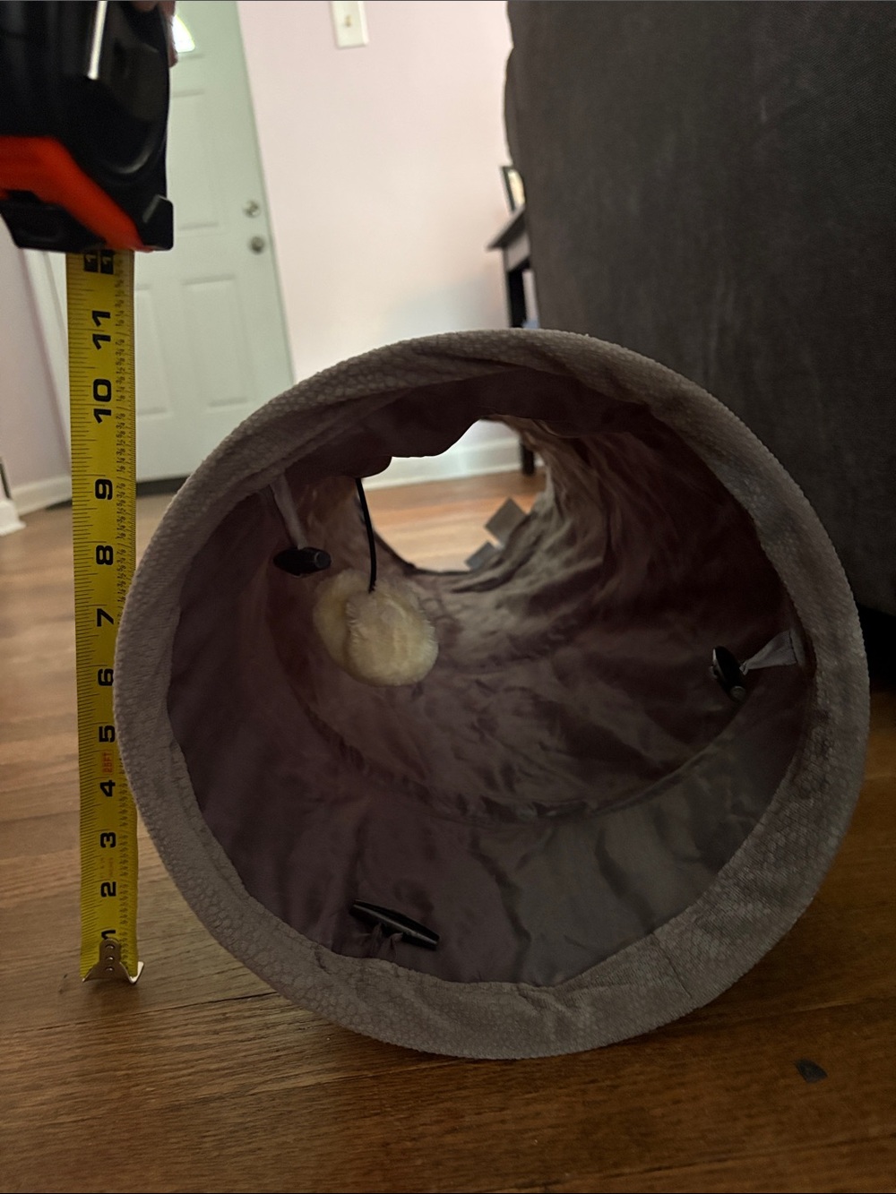 2 Gray Tunnel Cat Toys - Soft Play Tubes for Pets - Picture 4 of 13